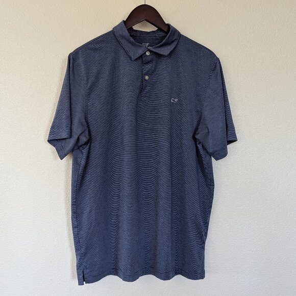 Vineyard Vines Men's Sports Golf Athletic Performance Polo in Blue Stripes L - Picture 2 of 9